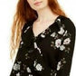 Vestido envelope floral sintético American Rag Junior's, preto, tamanho médio
