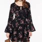 Vestido camponês com babados e estampa floral da American Rag Juniors, preto, tamanho pequeno