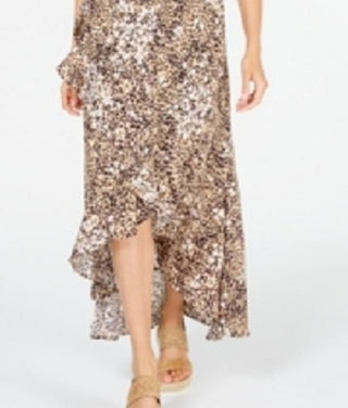 Vestido longo com estampa de falso envelope da American Rag Juniors, marrom, tamanho pequeno