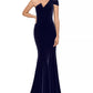Vestido de veludo feminino Betsy &amp; Adam, um ombro, azul-marinho, tamanho 4
