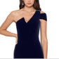 Vestido de veludo feminino Betsy &amp; Adam, um ombro, azul-marinho, tamanho 4