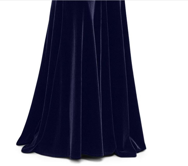 Vestido de veludo feminino Betsy &amp; Adam, um ombro, azul-marinho, tamanho 4