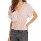 Planet Gold Juniors' Blusa com botões e franzido rosa tamanho grande