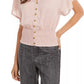 Planet Gold Juniors' Blusa com botões e franzido rosa tamanho grande