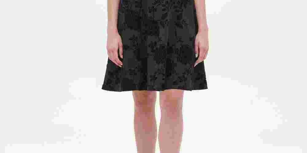 Vestido feminino Tommy Hilfiger com estampa floral e flocado de veludo, preto, tamanho 12