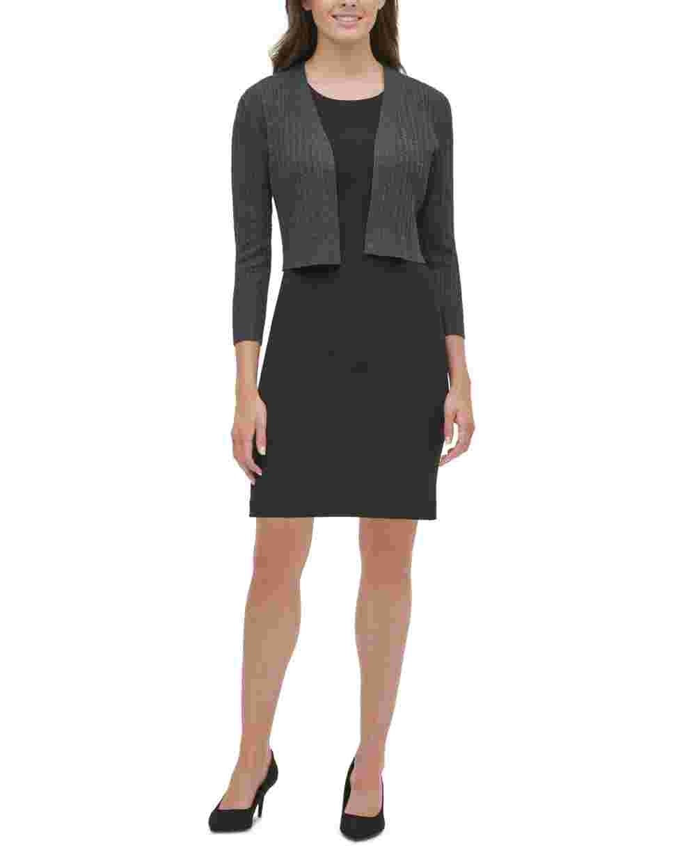 Tommy Hilfiger Cardigan Feminino Manga Longa Aberto com Detalhe de Renda e Perna Reta Cinza Tamanho X-G
