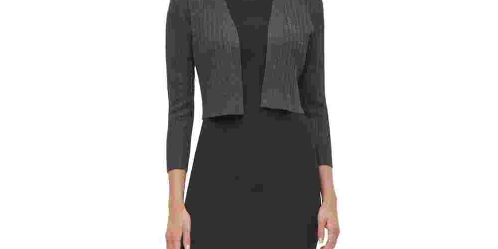 Tommy Hilfiger Cardigan Feminino Manga Longa Aberto com Detalhe de Renda e Perna Reta Cinza Tamanho X-G