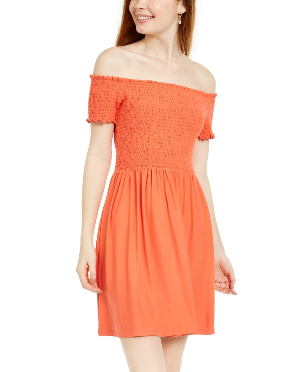 Vestido Planet Gold Junior Off Shoulder Laranja Tamanho X-G