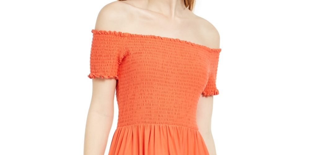 Vestido Planet Gold Junior Off Shoulder Laranja Tamanho X-G