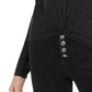 Camiseta Planet Gold Juniors Twist-Front com nervuras brilhantes, preta, tamanho pequeno