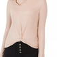 Planet Gold Juniors Twist-Front Sparkly Ribbed Top Rosa Escuro Tamanho P