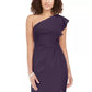 Vestido feminino Adrianna Papell com babados e um ombro só, roxo escuro, tamanho 4