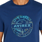 Camiseta masculina Avirex com estampa de globo, azul, tamanho médio