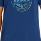 Camiseta masculina Avirex com estampa de globo, azul, tamanho médio