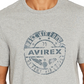 Camiseta masculina Avirex com estampa de globo, cinza, tamanho médio