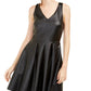 Vestido Rosie Harlow Juniors em couro sintético, corte justo e flare, preto, tamanho médio