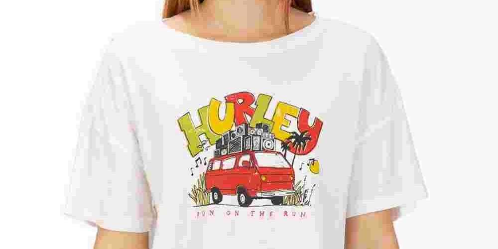 Camiseta gráfica Hurley Junior's Cotton Van Vibes, branca, tamanho médio