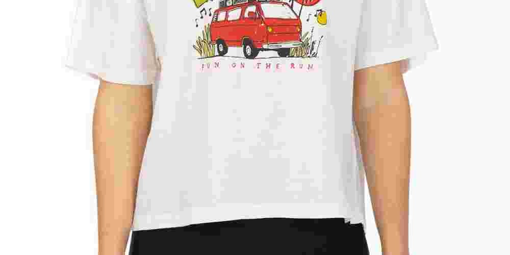 Camiseta gráfica Hurley Junior's Cotton Van Vibes, branca, tamanho médio