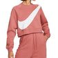 Moletom Nike Sportswear Logo Fleece Feminino Laranja Tamanho Médio