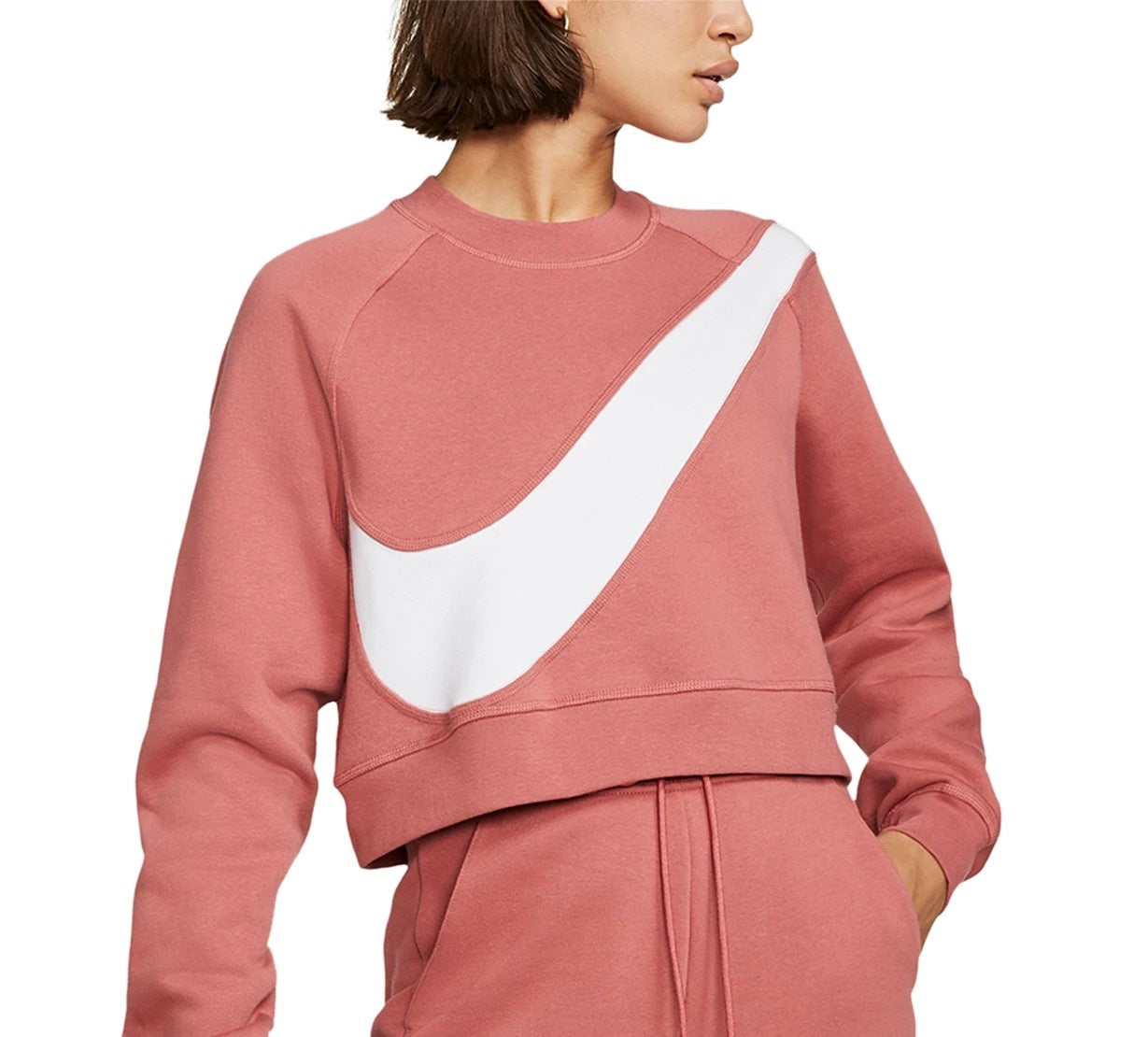 Moletom Nike Sportswear Logo Fleece Feminino Laranja Tamanho Médio
