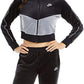 Jaqueta Nike Sportswear Velour Colorblocked Feminina, Cinza Escuro, Tamanho Pequeno