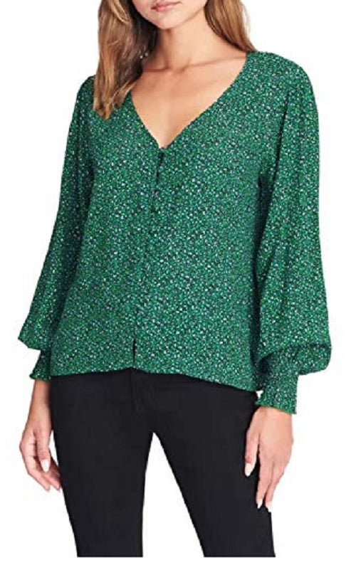 Blusa Sanctuary Feminina Noelle Smocked Cuff Verde Tamanho P