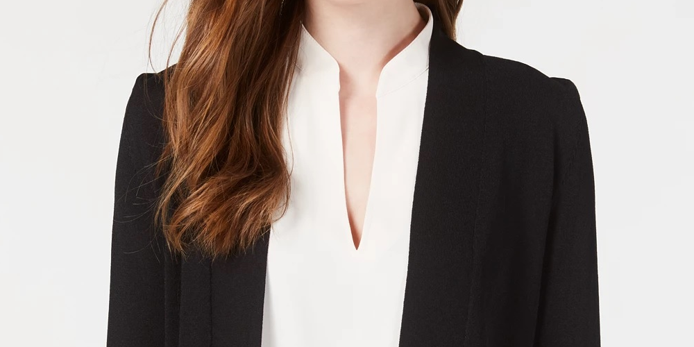 Calvin Klein Cardigan Feminino Illusion Trim Shrug Preto Tamanho P