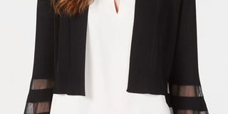 Calvin Klein Cardigan Feminino Illusion Trim Shrug Preto Tamanho P