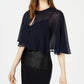 Calvin Klein Capa Feminina de Chiffon com Contas Azul Marinho Tamanho Grande