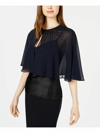 Calvin Klein Capa Feminina de Chiffon com Contas Azul Marinho Tamanho Grande