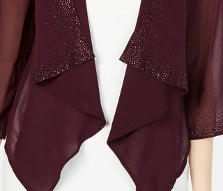 Calvin Klein Manga Ilusão Feminina com Strass Roxo Tamanho Grande