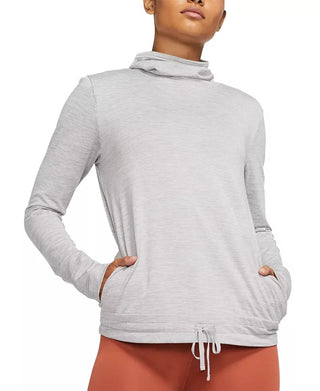 Camiseta Nike Yoga Funnel Neck Dri Fit Feminina Cinza Tamanho Médio