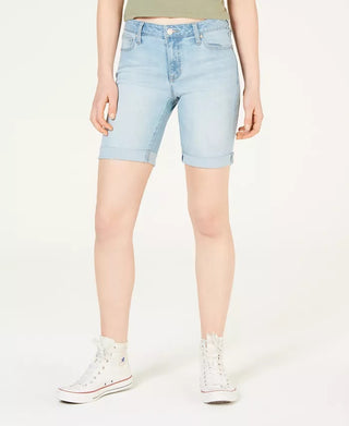 Celebrity Pink Junior's Cuffed Bermuda Shorts Blue Size 0