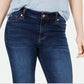 Calça jeans skinny cropped rasgada rosa da Celebrity Junior, tamanho 7, azul