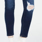 Calça jeans skinny cropped rasgada rosa da Celebrity Junior, tamanho 7, azul