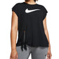 Top de treino Nike feminino plus size com amarração lateral seca, cor carvão, tamanho 2X