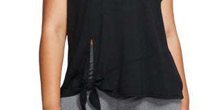 Top de treino Nike feminino plus size com amarração lateral seca, cor carvão, tamanho 2X