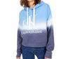 Calvin Klein Moletom Cropped Feminino com Capuz e Estampa Tie-Dye Azul Tamanho X-G