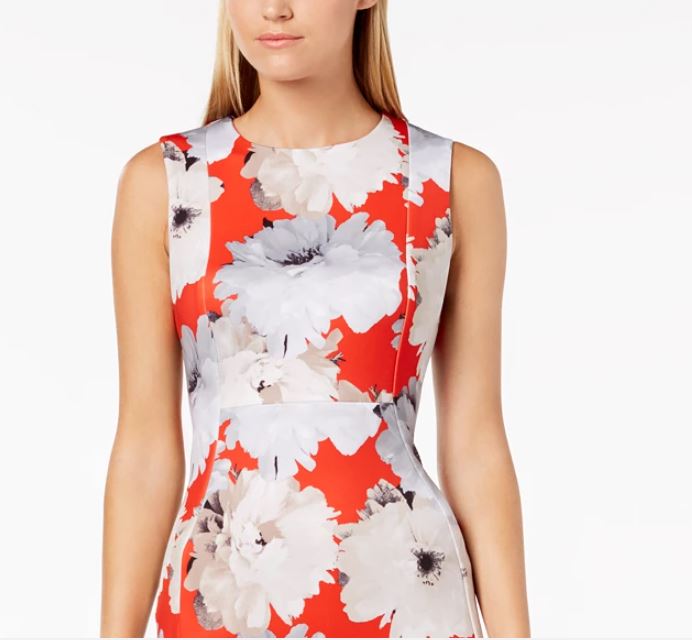 Vestido curto floral Calvin Klein feminino vermelho tamanho 6 pequeno
