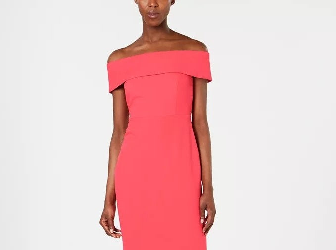 Vestido curto Calvin Klein feminino ombro a ombro vermelho tamanho 12P