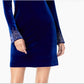 Vestido de coquetel curto Calvin Klein feminino, com strass, zíper, manga sino, gola redonda, azul, tamanho 6, pequeno