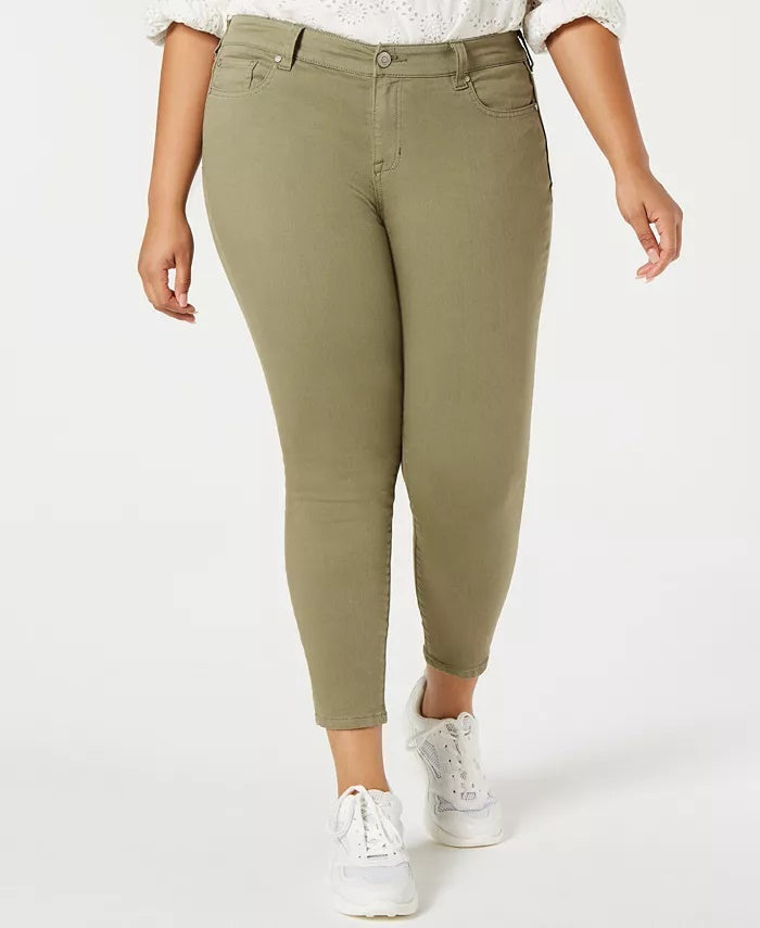 Calça jeans skinny feminina rosa celebridade, verde, tamanho pequeno