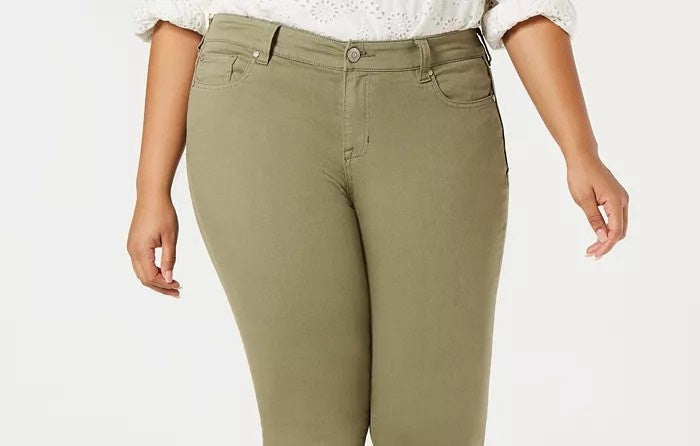 Calça jeans skinny feminina rosa celebridade, verde, tamanho pequeno