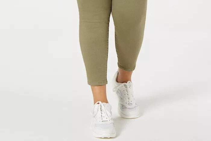 Calça jeans skinny feminina rosa celebridade, verde, tamanho pequeno
