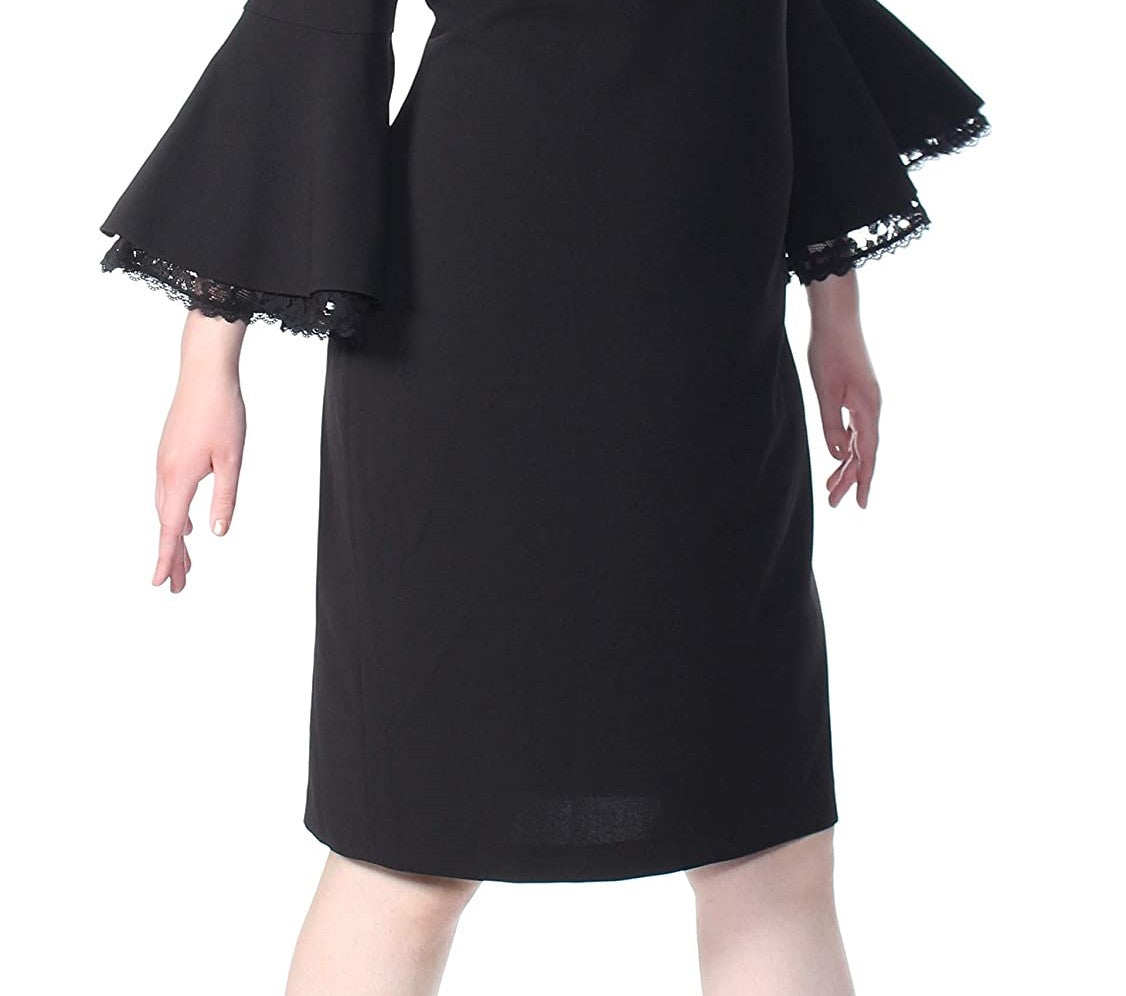 Vestido Calvin Klein Feminino Manga Sino Renda Preto Tamanho Pequeno