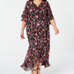 Vestido longo plus size feminino Calvin Klein com estampa de envelope falso, cinza, tamanho pequeno e pequeno