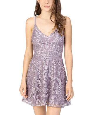 Speechless Women's Embroidered Mesh Skater Dress Pink Dark Beige Size 5