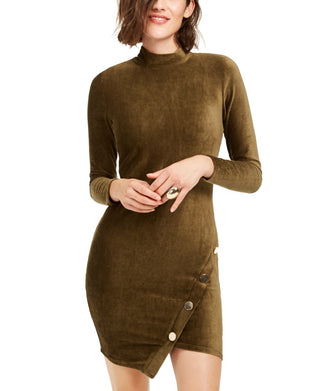 Vestido justo de veludo cotelê com fecho de pressão, tamanho grande, verde, da Almost Famous Junior