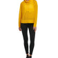 Top feminino esportivo de malha com decote funil DKNY dourado tamanho X-S