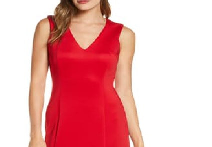 Vestido feminino Donna Ricco com bainha de cupcake e bainha Scuba, vermelho, tamanho 14